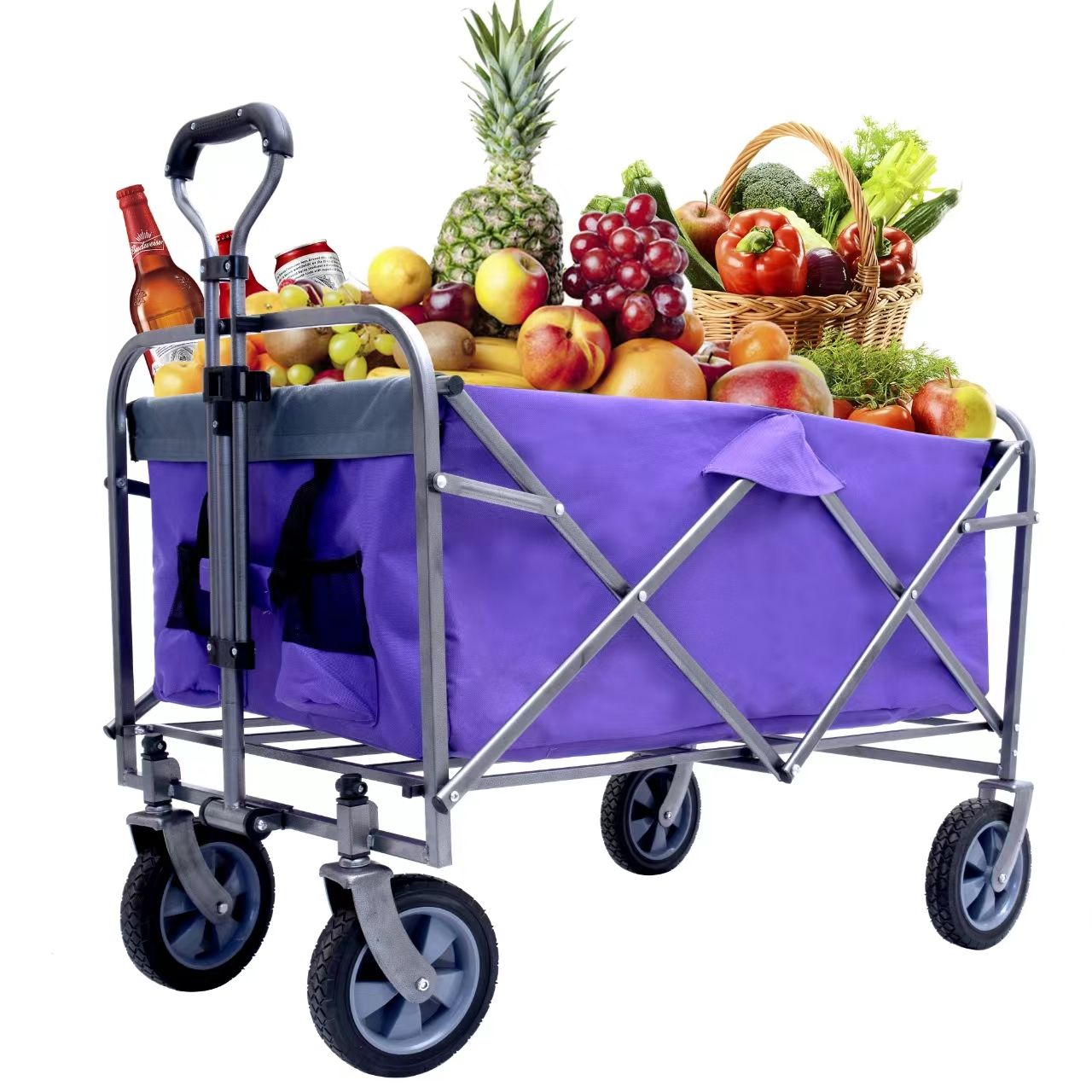 Outdoor Garden Multipurpose Micro Collapsible Beach Trolley Cart Camping Folding Wagon