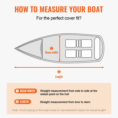 VEVOR Boat Cover, 16'-18.5' Trailerable Waterproof Boat Cover, 600D Marine Grade PU Oxford, with Motor Cover and Buckle Straps, for V-Hull, Tri-Hull, Fish Ski Boat, Runabout, Bass Boat, Grey