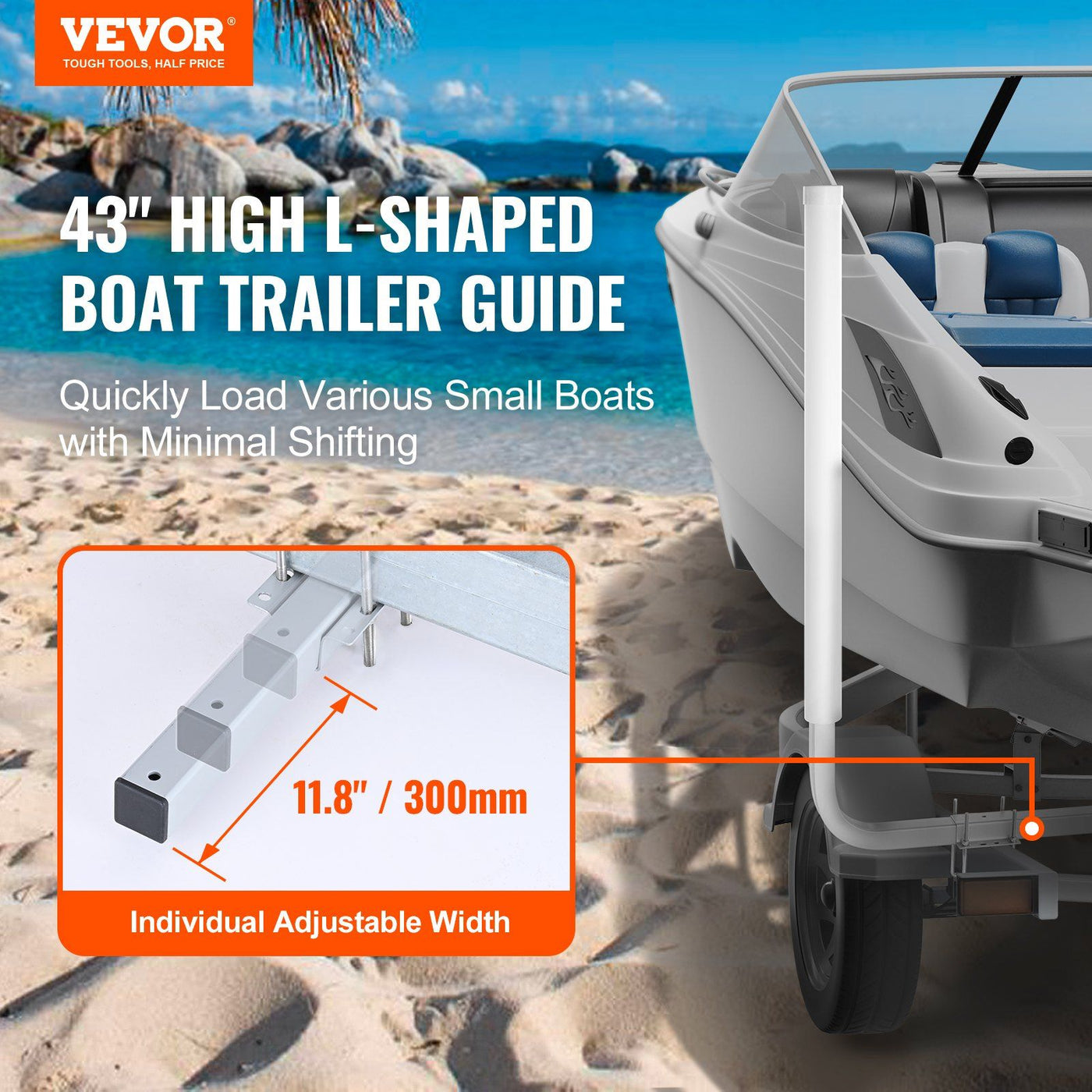VEVOR Boat Trailer Guide, 43' Adjustable Design Trailer Guide Poles, 2PCS Rustproof Galvanized Steel Trailer Guide, Trailer Guides with PVC Pipes, for Ski Boat, Fishing Boat or Sailboat Trailer 2024