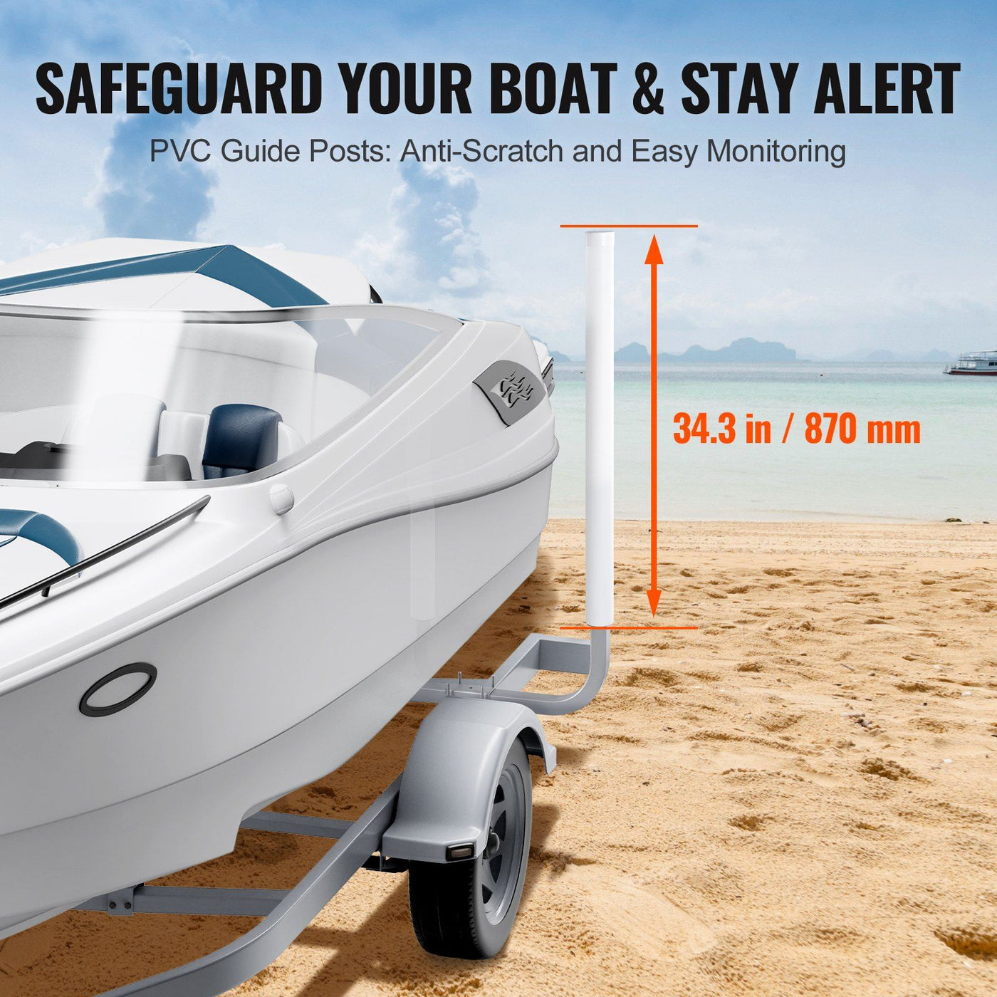 VEVOR Boat Trailer Guide, 43' Adjustable Design Trailer Guide Poles, 2PCS Rustproof Galvanized Steel Trailer Guide, Trailer Guides with PVC Pipes, for Ski Boat, Fishing Boat or Sailboat Trailer 2024