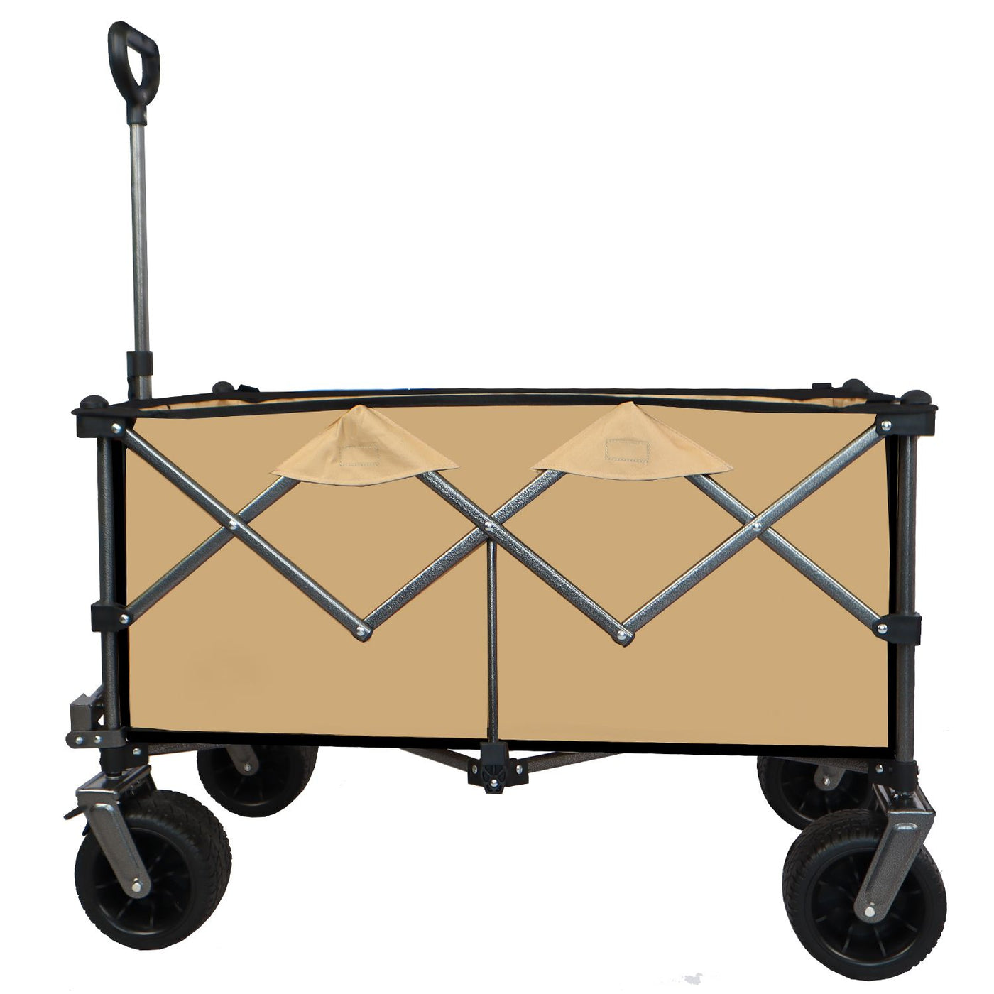 Collapsible Folding Wagon, Push Pull Foldable Beach Wagon Cart