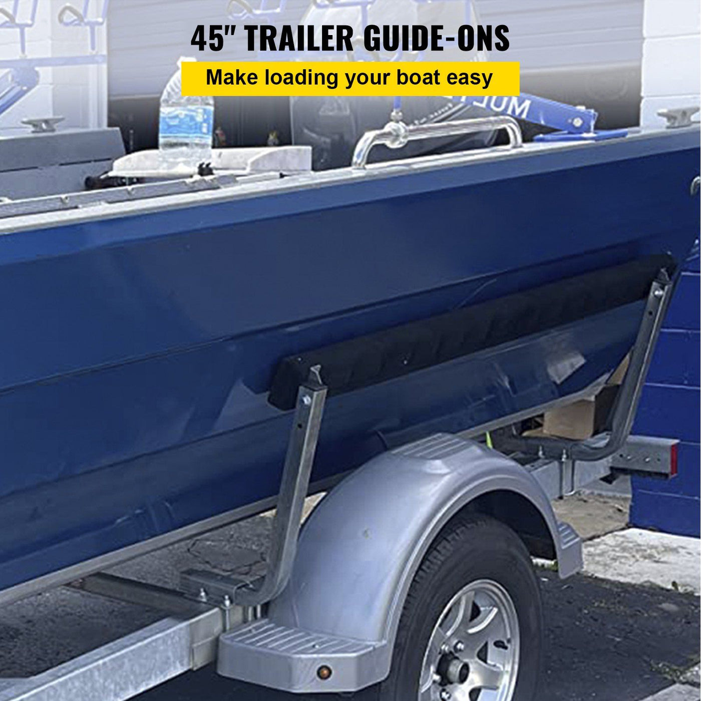 VEVOR Boat Trailer Guide-ons, 2PCS Rustproof Steel Trailer Guide ons, Trailer Guides with Carpet-Padded Boards, Mounting Parts Included, for Ski Boat, Fishing Boat or Sailboat Trailer