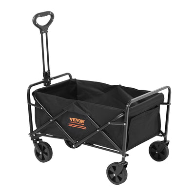 VEVOR Collapsible Folding Wagon, 2 cu.ft Beach Wagon Cart with All-Terrain 5in Wheels, Heavy Duty Folding Wagon Cart 220 lbs Weight Capacity with Drink Holders, Wagon for Camping, Shopping, Garden