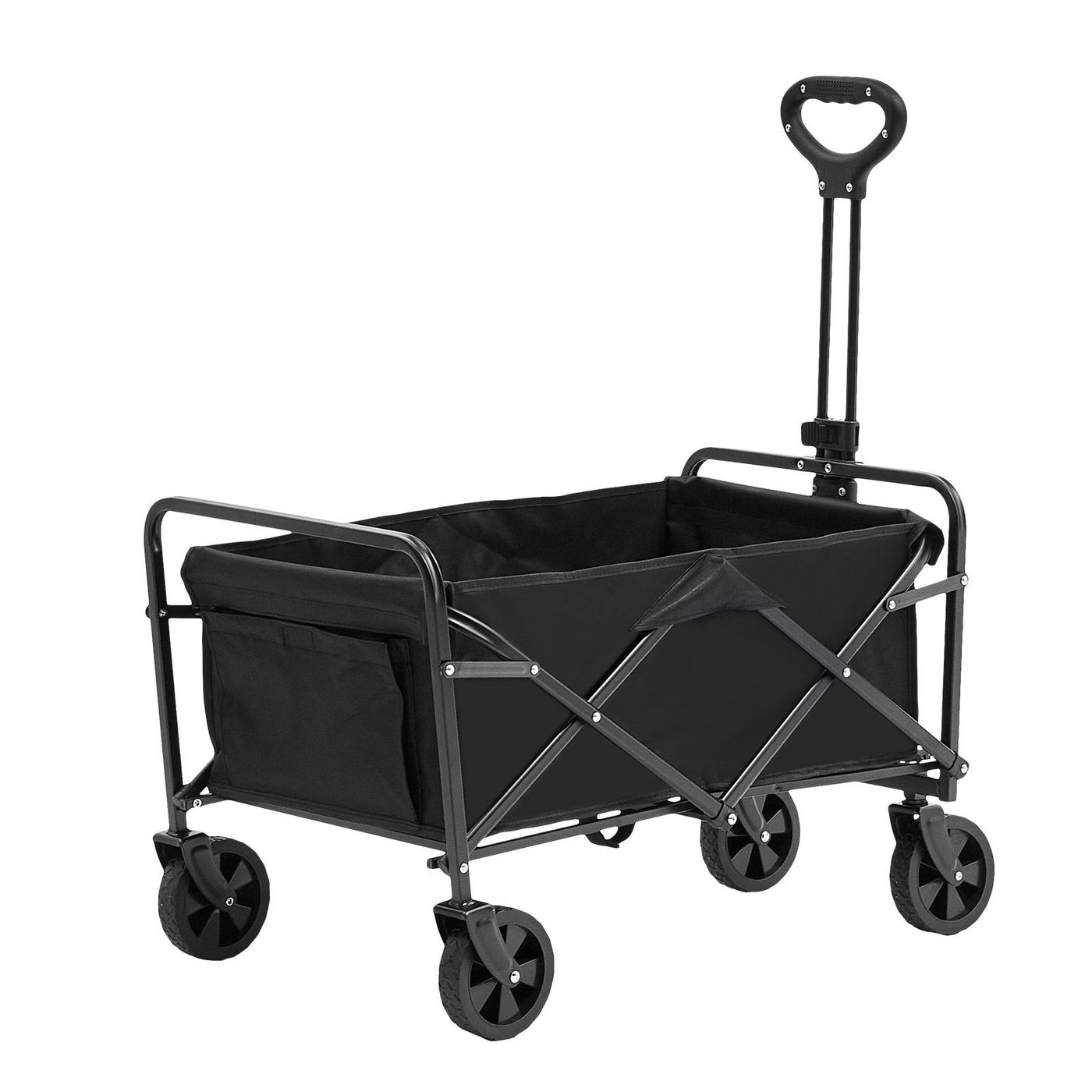 VEVOR Collapsible Folding Wagon, 2 cu.ft Beach Wagon Cart with All-Terrain 5in Wheels, Heavy Duty Folding Wagon Cart 220 lbs Weight Capacity with Drink Holders, Wagon for Camping, Shopping, Garden