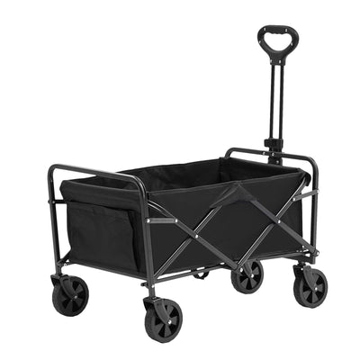 VEVOR Collapsible Folding Wagon, 2 cu.ft Beach Wagon Cart with All-Terrain 5in Wheels, Heavy Duty Folding Wagon Cart 220 lbs Weight Capacity with Drink Holders, Wagon for Camping, Shopping, Garden