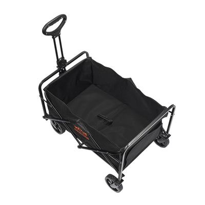 VEVOR Collapsible Folding Wagon, 2 cu.ft Beach Wagon Cart with All-Terrain 5in Wheels, Heavy Duty Folding Wagon Cart 220 lbs Weight Capacity with Drink Holders, Wagon for Camping, Shopping, Garden