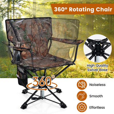 360° Swivel Hunting Chair Portable Foldable Hunting Chair with Mesh Cup Holder and Storage Pockets