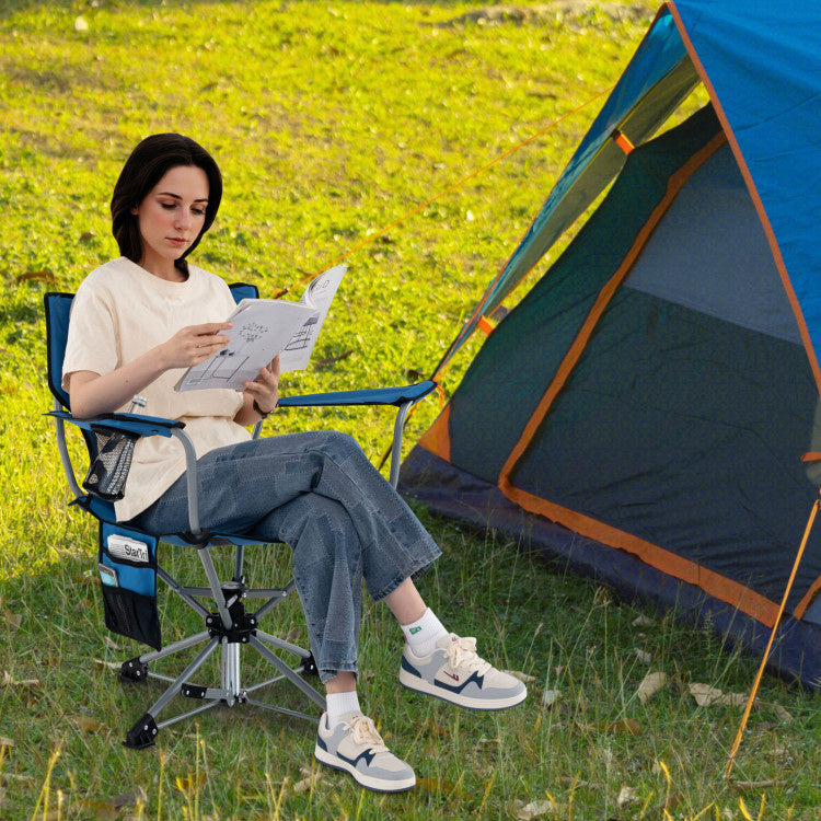 360° Swivel Hunting Chair Portable Foldable Hunting Chair with Mesh Cup Holder and Storage Pockets