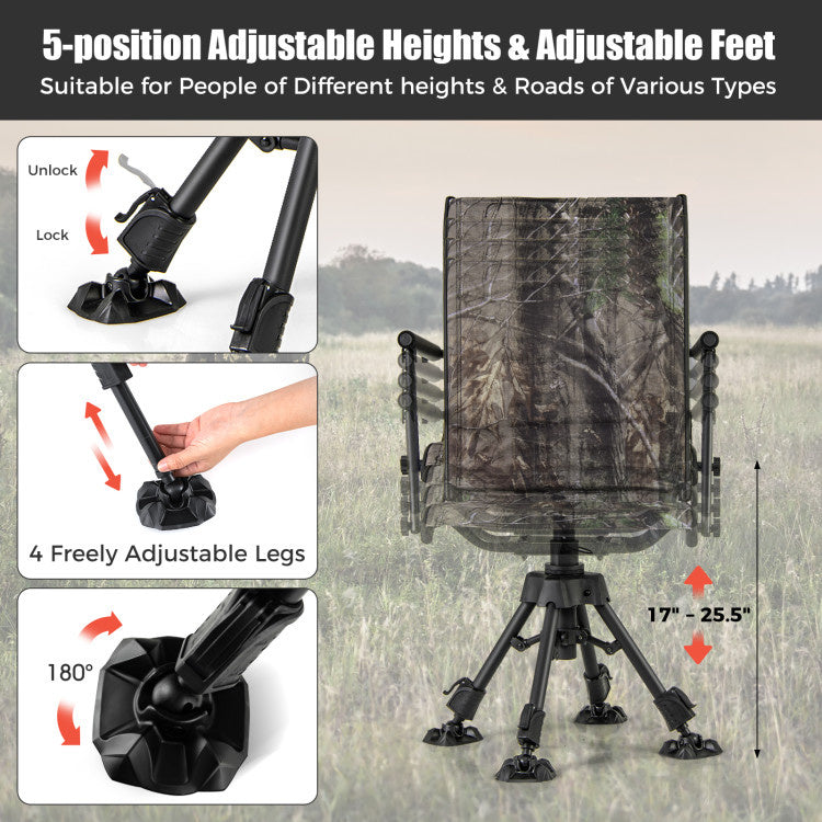 Folding Swivel Patio Chair with 4 Adjustable Leg