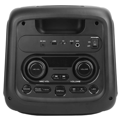 Portable Wireless Party Speaker with 7 Colorful Lights Remote Control Party Speaker with TWS Function FM Radio USB MMC Card Reading Aux In Recording Function Mic Priority