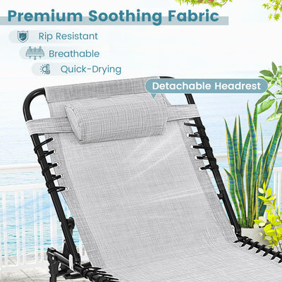 Foldable Recline Lounge Chair with Adjustable Backrest and Footrest