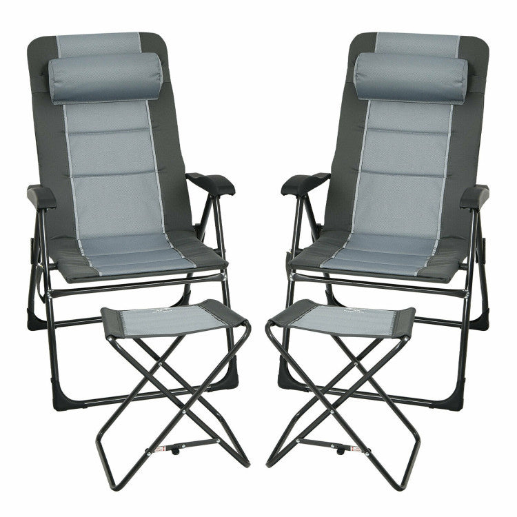 2 Pieces Patio Folding Dining Chair set with Adjustable Backrest