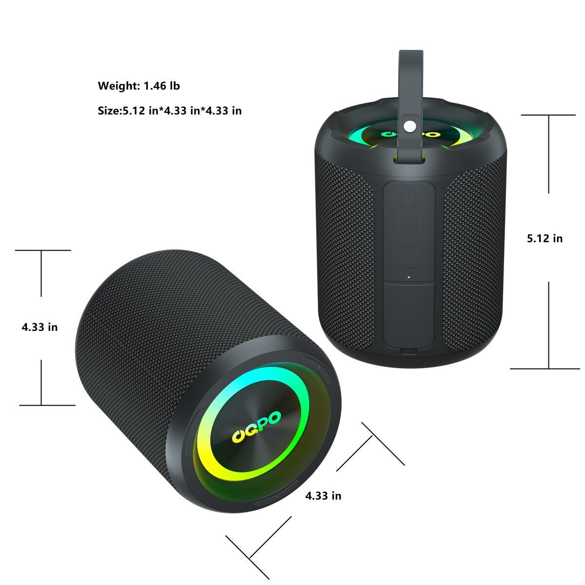 OQPO Wireless Outdoor Speaker 40W Power Wireless 5.3 TWS Pairing 360° Surround Sound Deep Bass Hi-Fi Quality 3 EQ Modes Ideal for Party, Camping, Beach, Pool,Audio