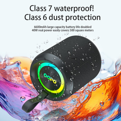 OQPO Wireless Outdoor Speaker 40W Power Wireless 5.3 TWS Pairing 360° Surround Sound Deep Bass Hi-Fi Quality 3 EQ Modes Ideal for Party, Camping, Beach, Pool,Audio