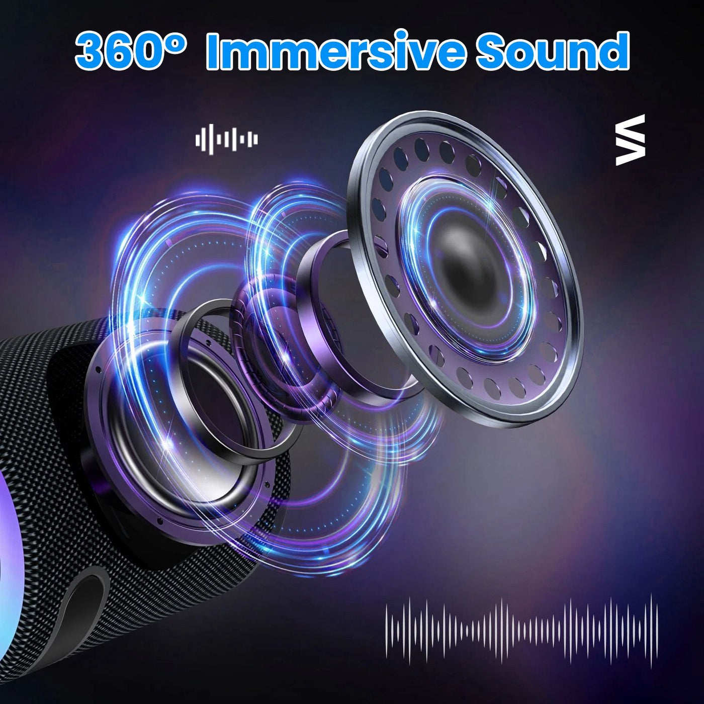 Portable Wireless Speaker Outdoor Party Speaker Mini Waterproof Speaker with 7 RGB Lights Support Calling TWS AUX In MMC Card Input