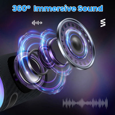 Portable Wireless Speaker Outdoor Party Speaker Mini Waterproof Speaker with 7 RGB Lights Support Calling TWS AUX In MMC Card Input
