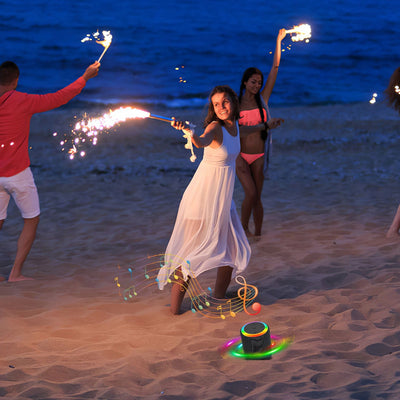 Portable Wireless Speaker Outdoor Party Speaker Mini Waterproof Speaker with 7 RGB Lights Support Calling TWS AUX In MMC Card Input