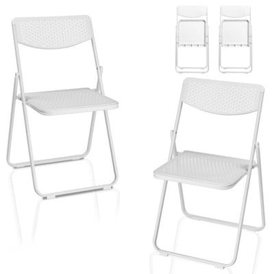 4 Pack Plastic Folding Chairs, Lightweight Stackable Commercial Chairs, Portable Event Seats Indoor Outdoor for Home Event Party Picnic School Wedding, White