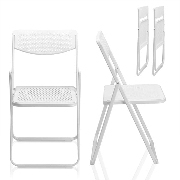4 Pack Plastic Folding Chairs, Lightweight Stackable Commercial Chairs, Portable Event Seats Indoor Outdoor for Home Event Party Picnic School Wedding, White