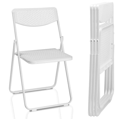 4 Pack Plastic Folding Chairs, Lightweight Stackable Commercial Chairs, Portable Event Seats Indoor Outdoor for Home Event Party Picnic School Wedding, White