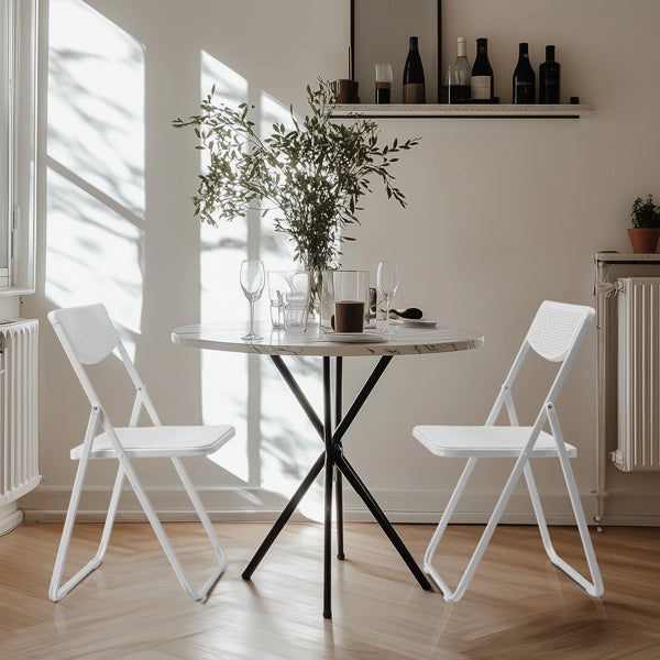 4 Pack Plastic Folding Chairs, Lightweight Stackable Commercial Chairs, Portable Event Seats Indoor Outdoor for Home Event Party Picnic School Wedding, White