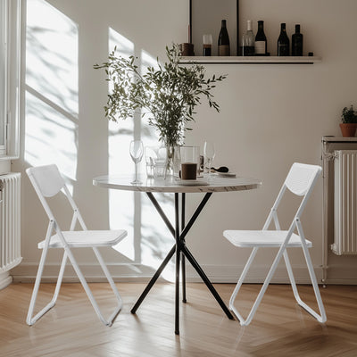 4 Pack Plastic Folding Chairs, Lightweight Stackable Commercial Chairs, Portable Event Seats Indoor Outdoor for Home Event Party Picnic School Wedding, White