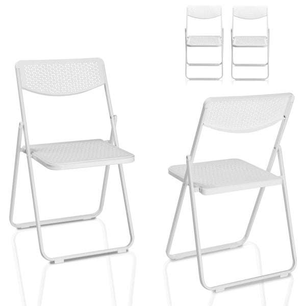 4 Pack Plastic Folding Chairs, Lightweight Stackable Commercial Chairs, Portable Event Seats Indoor Outdoor for Home Event Party Picnic School Wedding, White