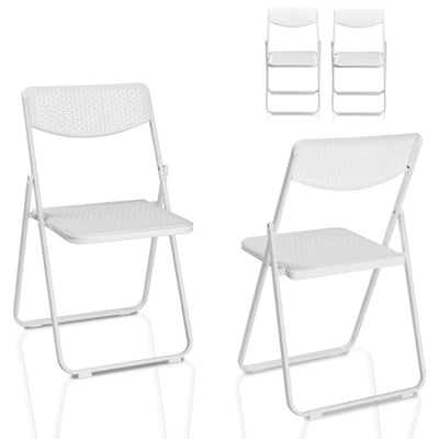 4 Pack Plastic Folding Chairs, Lightweight Stackable Commercial Chairs, Portable Event Seats Indoor Outdoor for Home Event Party Picnic School Wedding, White