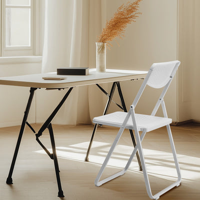 4 Pack Plastic Folding Chairs, Lightweight Stackable Commercial Chairs, Portable Event Seats Indoor Outdoor for Home Event Party Picnic School Wedding, White