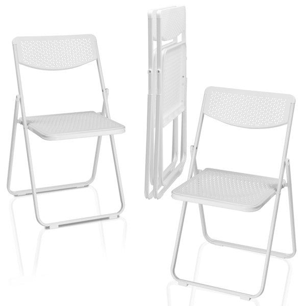 4 Pack Plastic Folding Chairs, Lightweight Stackable Commercial Chairs, Portable Event Seats Indoor Outdoor for Home Event Party Picnic School Wedding, White