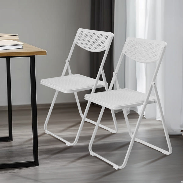 4 Pack Plastic Folding Chairs, Lightweight Stackable Commercial Chairs, Portable Event Seats Indoor Outdoor for Home Event Party Picnic School Wedding, White