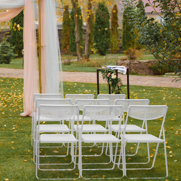 4 Pack Plastic Folding Chairs, Lightweight Stackable Commercial Chairs, Portable Event Seats Indoor Outdoor for Home Event Party Picnic School Wedding, White