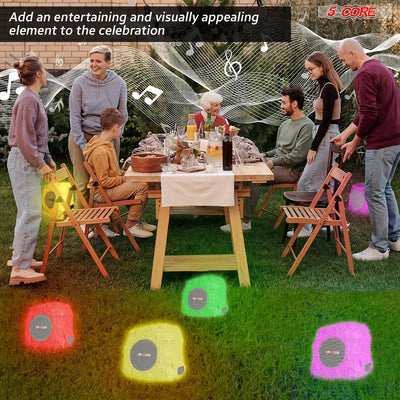 5 CORE Outdoor Speakers Bluetooth Waterproof Pair Linkable TWS Patio Pool Garden Wireless 10W RMS Subwoofer Solar Rock Speaker w RGB Light All Weather Use - GRDNSPK SP GRY