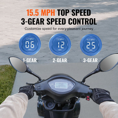 VEVOR Heavy Duty 4-Wheel Mobility Scooters for Seniors & Adults 500lbs Capacity - 31 Miles 3-Speed Long Range, 800W All Terrain Electric Recreational Scooter Wheelchair with 25° Max Climbing Capacity