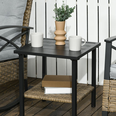 Outsunny Rocking Bistro Set 3PC Wicker Outdoor Furniture with Rocker Chairs Cushions Coffee Table Light Grey