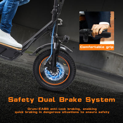 WHOSU 750W Electric Scooter with Seat for Adults - 25 MPH, 29 Mile Range, 14" Pneumatic Tires, Adjustable Handlebars & Foldable Design w/Storage Box - Commuter E-Scooter