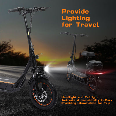 WHOSU 750W Electric Scooter with Seat for Adults - 25 MPH, 29 Mile Range, 14" Pneumatic Tires, Adjustable Handlebars & Foldable Design w/Storage Box - Commuter E-Scooter