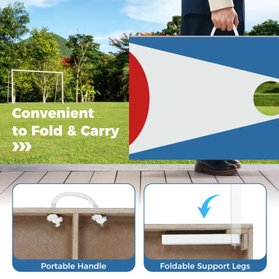 1PC Portable Cornhole Board with Foldable Legs and Side Handle