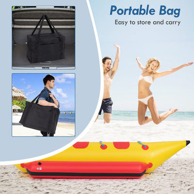 3-Person Inflatable Banana Boat with Electric Air Pump Carrying Bag and Repair Kit