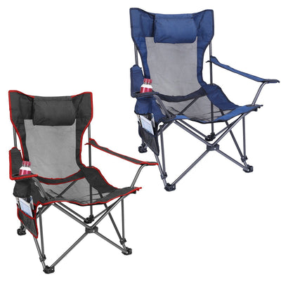 Foldable Camping Chair Collapsible Reclining Chair 330LBS Load Heavy Duty Steel Lawn Chair with Reclining Backrest Angle Cup Holder Pillow Side Pocket Carry Bag