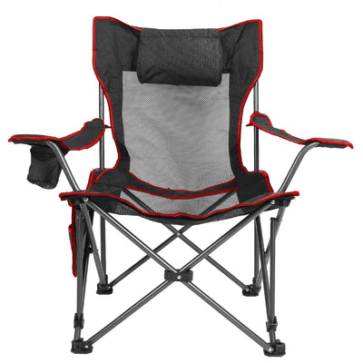 Foldable Camping Chair Collapsible Reclining Chair 330LBS Load Heavy Duty Steel Lawn Chair with Reclining Backrest Angle Cup Holder Pillow Side Pocket Carry Bag