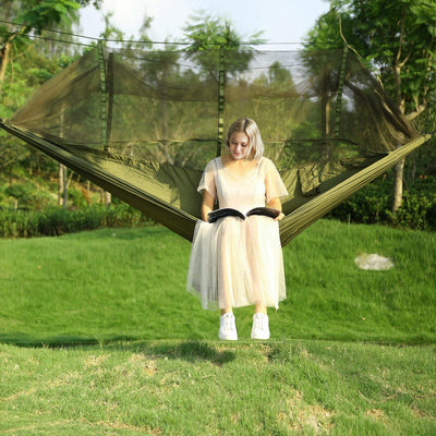 2 Persons Hammock 600LBS Max Load with Mosquito Net Outdoor Hiking Camping Hommock Portable Nylon Swing Hanging Bed