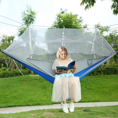 2 Persons Hammock 600LBS Max Load with Mosquito Net Outdoor Hiking Camping Hommock Portable Nylon Swing Hanging Bed