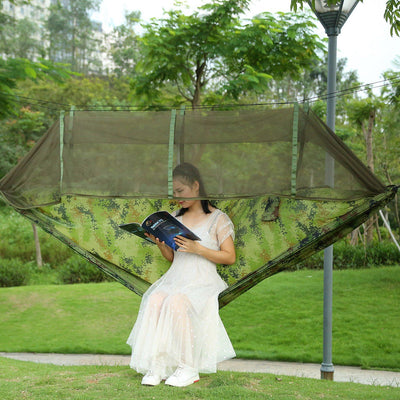 2 Persons Hammock 600LBS Max Load with Mosquito Net Outdoor Hiking Camping Hommock Portable Nylon Swing Hanging Bed