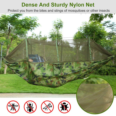 2 Persons Hammock 600LBS Max Load with Mosquito Net Outdoor Hiking Camping Hommock Portable Nylon Swing Hanging Bed