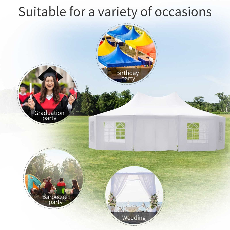 29 x 21 ft Party Tent, Wedding Tent with Sidewalls, Heavy Duty Event Tent with 2 Doors and 8 Windows, Outdoor Gazebo Tent for Party, White