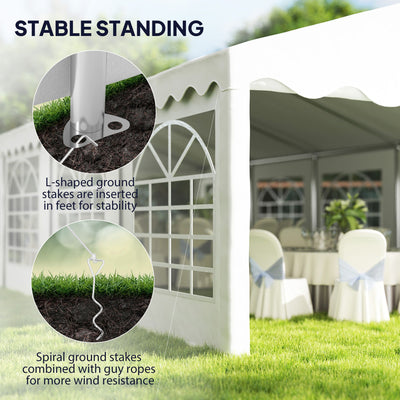 Outsunny 16.5' x 33' Large Party Tent, Heavy Duty Outdoor Canopy Tent with Removable Sidewalls, 10 Windows, White