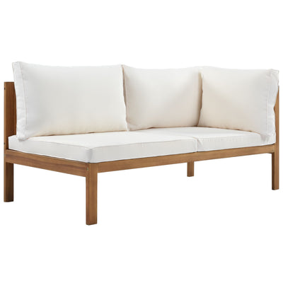 GO Wood Structure Outdoor Sofa Set with beige Cushions Exotic design Water-resistant and UV Protected texture High quality acacia wood Strong Metal Accessories