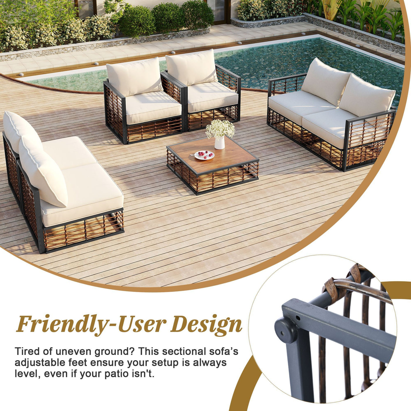 TOPMAX Modern Minimalist 7-Piece Metal Patio Sectional Sofa Set, All-Weather Garden Conversational Furniture Set with Thick Cushions and Coffee Table for Indoor Outdoor, Gray