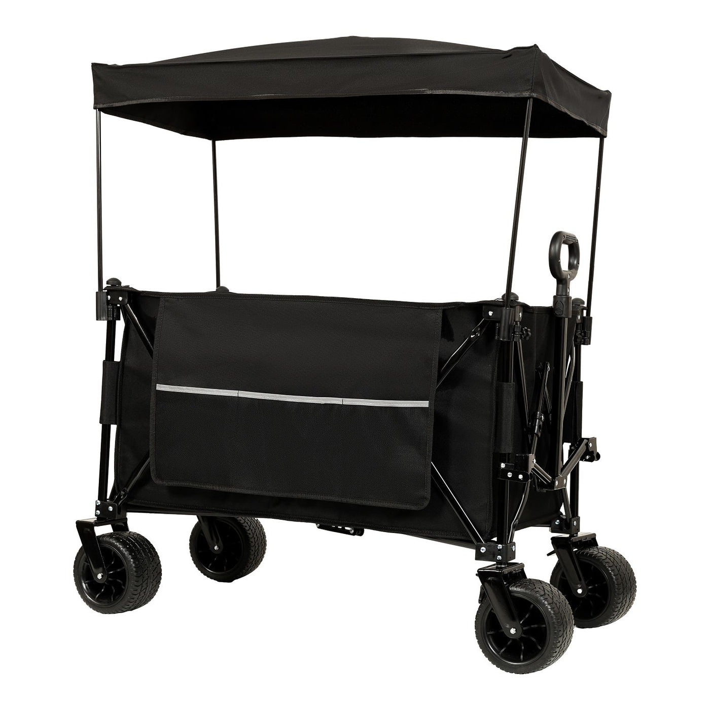 Collapsible Foldable Extended Wagon with canopy,480lbs Weight Capacity, Heavy Duty Folding Utility Garden Cart with Big All-Terrain Beach Wheels & Drink Holders,Side Pocket and Brakes ,mosquito net